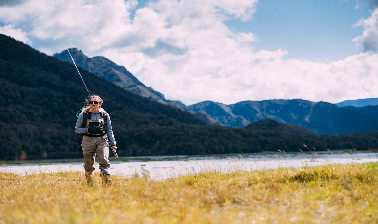 Girl fly fishing 